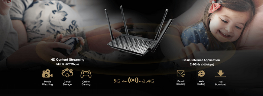 Router Asus RT-AC1300G PLUS V3 - AC1300 dvoupásmový Gigabit Wi-Fi router, USB Router Asus RT-AC1300G PLUS V3 - AC1300 dvoupásmový Gigabit Wi-Fi router, USB