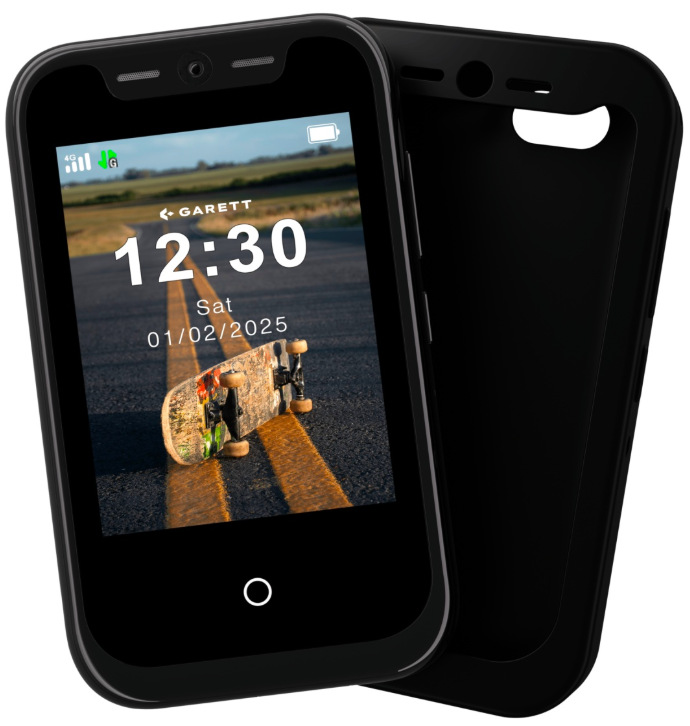 Dětský telefon Garett Smartphone OneKid s nasazeným silikonovým ochranným obalem
