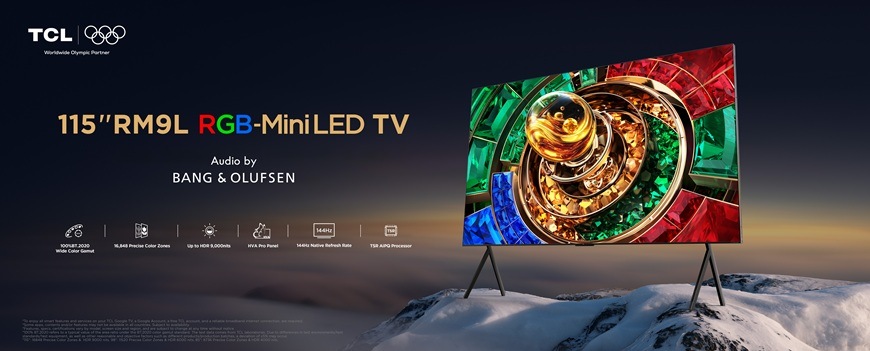 Televize TCL 115RM9L s RGB Mini LED technologií a zvukem Bang & Olufsen nabízí extrémně velkou úhlopříčku, vysoký jas a pohlcující obraz i zvuk pro špičkové domácí kino.