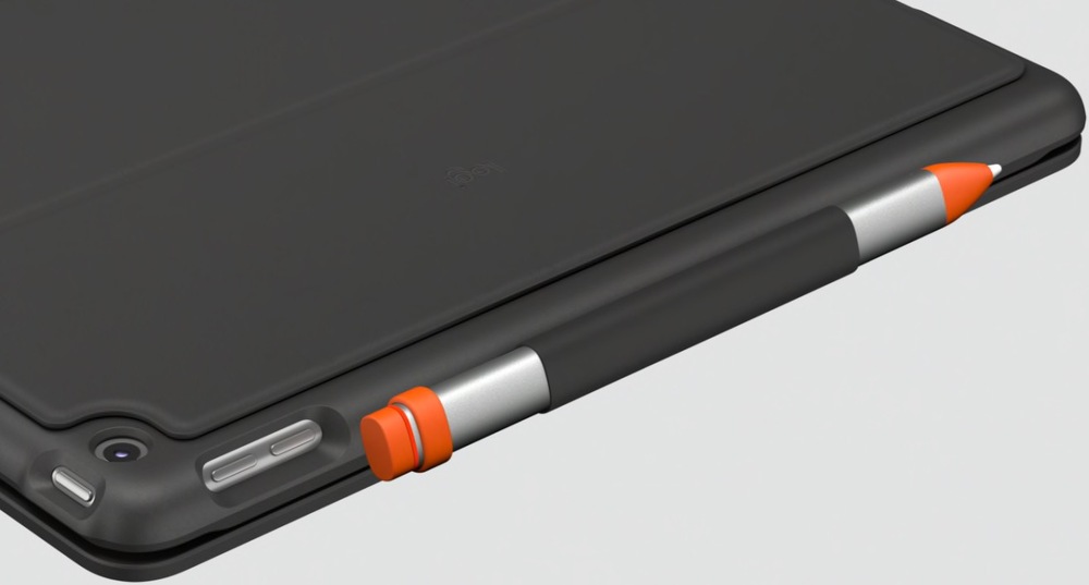 Pouzdro na tablet s klávesnicí Logitech Slim Folio na Apple iPad (7., 8. a 9. gen.) UK šedé