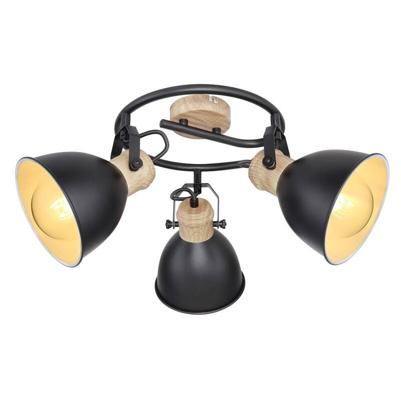 Bodové svítidlo GLOBO Wiho, 3xE27, 40W černé/imitace dřeva Bodové svítidlo GLOBO Wiho, 3xE27, 40W černé/imitace dřeva