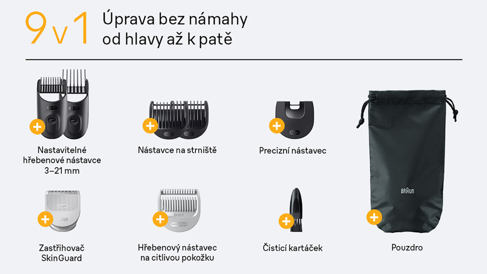 Zastřihovač multifunkční Braun Series 5 AIO5540 černý Nastavitelná délka