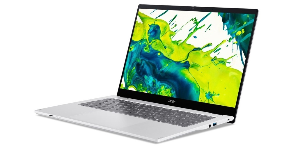 Notebook Acer Swift Spin 14 AI (SFSP14-I51T-765Q) stříbrný Otevřený a zapnutý notebook Acer Swift Spin 14 AI (SFSP14-I51T-765Q)