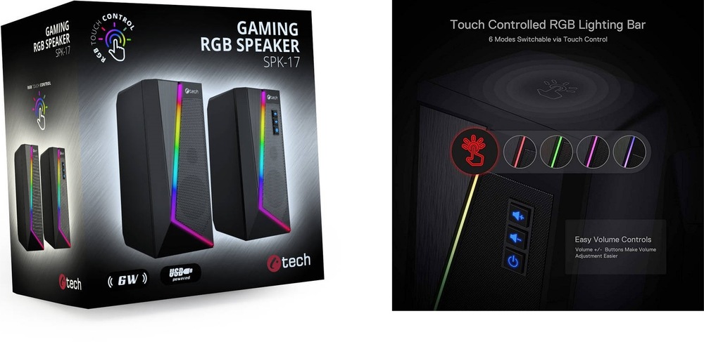 Reproduktory C-Tech SPK-17, 2.0, RGB černé C-Tech SPK-17