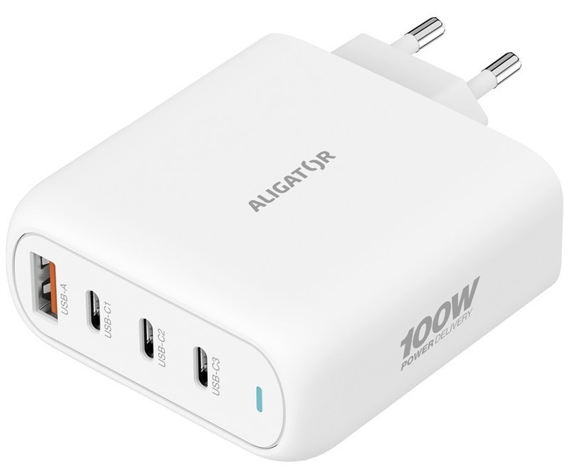Nabíječka do sítě Aligator s výkonem až 100 W, bílá barva