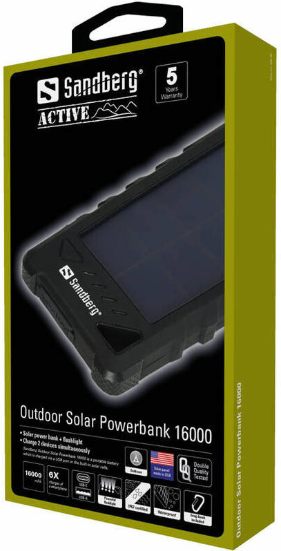 Powerbanka Sandberg Outdoor Solar 16 000mAh černá Powerbanka Sandberg Outdoor Solar 16 000mAh černá