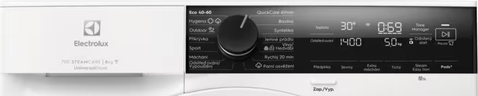 Pračka Electrolux UniversalDose SteamCare® 700 EW7F4485CQ bílá Electrolux EW7F4485CQ ovládací panel