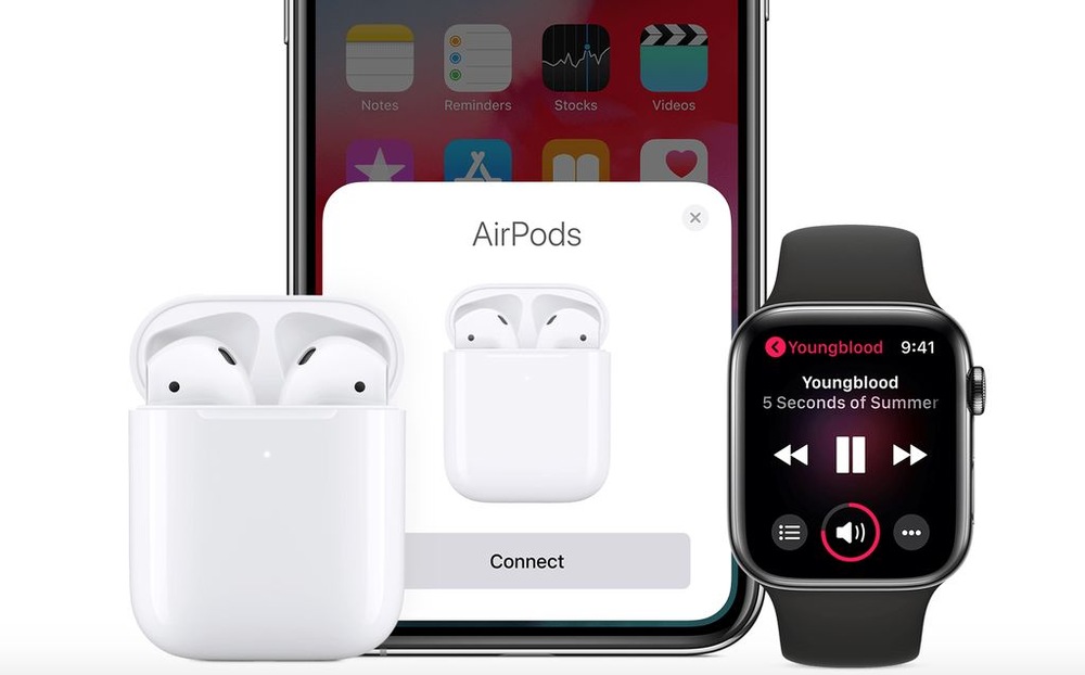Sluchátka Apple AirPods, bezdrátové nabíjení (2019) bílá