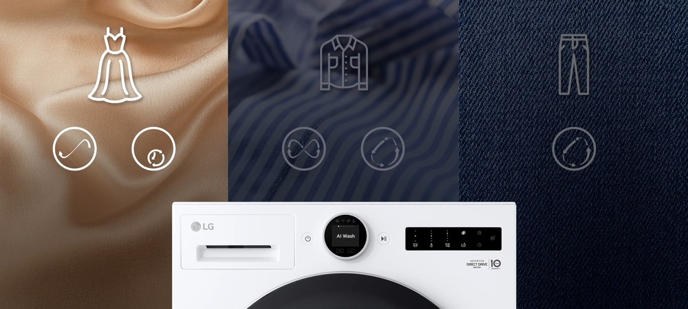 Pračka LG F4X9009TLCE bílá Detail pračky LG s funkcí AI Wash pro různé druhy prádla