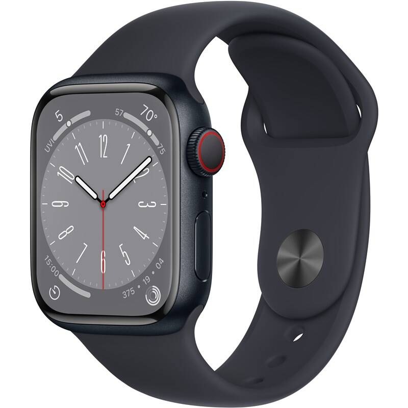 Chytré hodinky Apple Watch Series 8 GPS + Cellular 41mm pouzdro z temně inkoustového hliníku - temně inkoustový sportovní řemínek Chytré hodinky Apple Watch Series 8 GPS + Cellular 41mm pouzdro z temně inkoustového hliníku - temně inkoustový sportovní řemínek