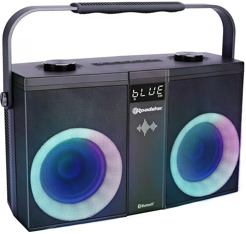 Přenosný Bluetooth reproduktor Roadstar IMCROADJ390BT s RGB podsvícením reproduktorů.