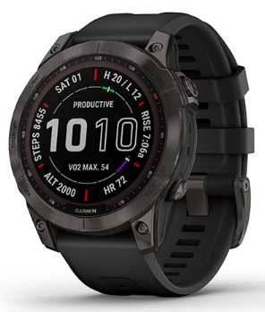 Chytré hodinky Garmin fenix 7 Sapphire Solar - Titan Black/Black Silicone Band