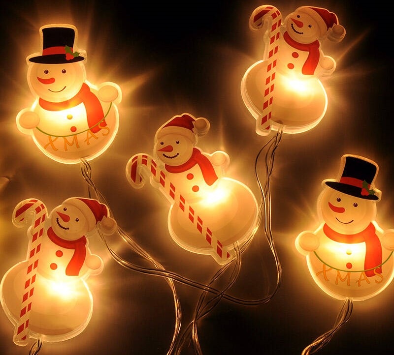 Vánoční osvětlení Solight okenní řetěz - sněhuláci, 6x LED, přísavný, 120cm, 2x AA