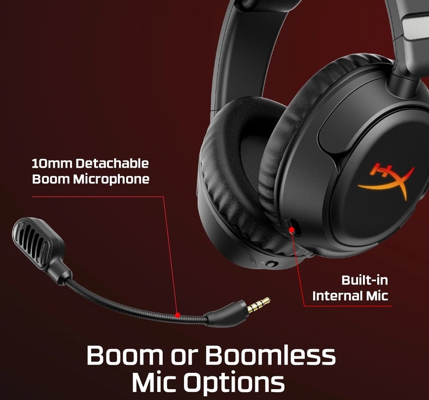 Headset HyperX Cloud Flight 2 Wireless bílý Odnímatelný boom mikrofon a vestavěný mikrofon