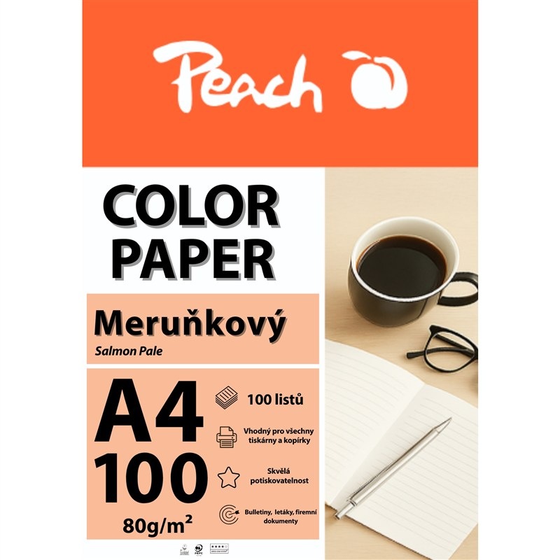 Papíry do tiskárny Peach Color A4 - 100 listů - meruňkové