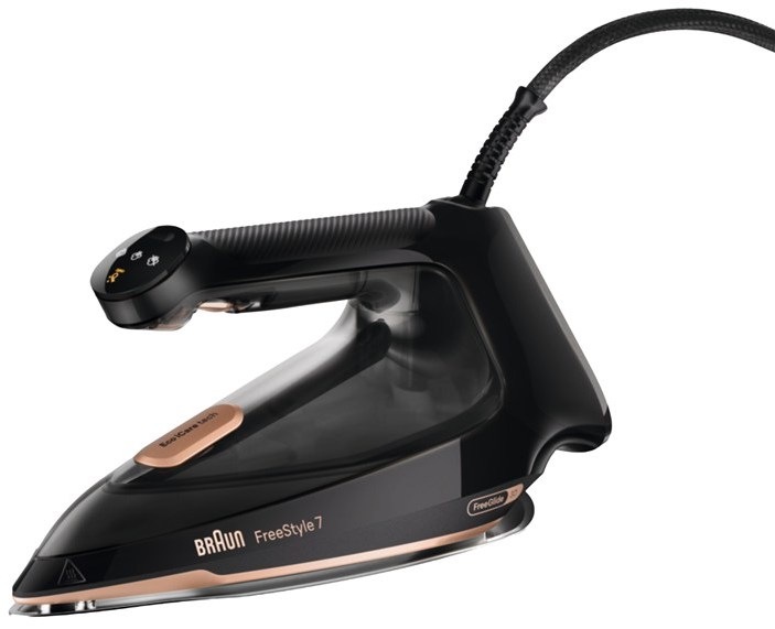 Braun FreeStyle 7 napařovací žehlička černá/měděná detailní pohled na design a ergonomickou rukojeť