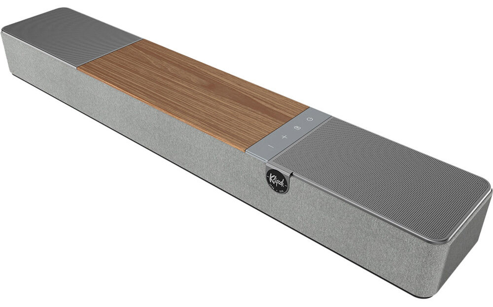 Soundbar Klipsch Flexus Core 100 s technologií Dolby Atmos, hnědošedá barva