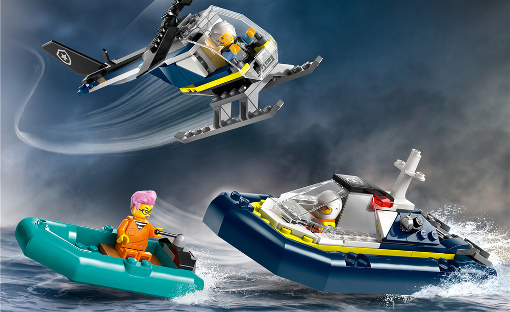 Stavebnice LEGO® City 60419 Policie a vězení na ostrově Sedm minifigurek, policejní pes a žralok umožní dětem rozehrávat napínavé útěky, zásahy i honičky.