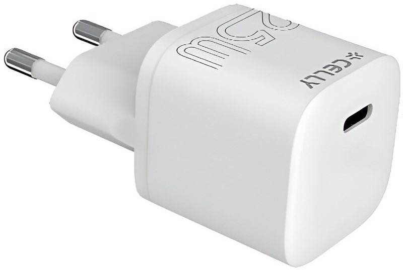 Nabíječka do sítě Celly Ultra Compact 1x USB-C, 25 W - bílá