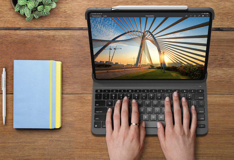 Pouzdro na tablet Logitech Slim Folio Pro na Apple iPad Pro 12.9" (3. a 4. gen.) UK šedé Pouzdro na tablet Logitech Slim Folio Pro na Apple iPad Pro 12.9" (3. a 4. gen.) UK šedé
