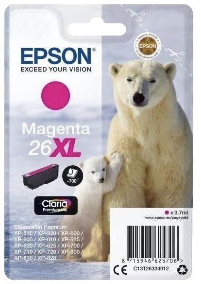 Inkoustová náplň Epson 26XL, 700 stran purpurová