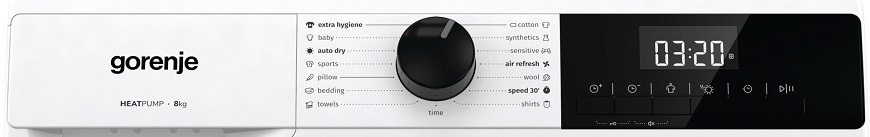 Sušička prádla Gorenje DHNE83 bílá Sušička Gorenje DHNE83, bílá, ovládací panel