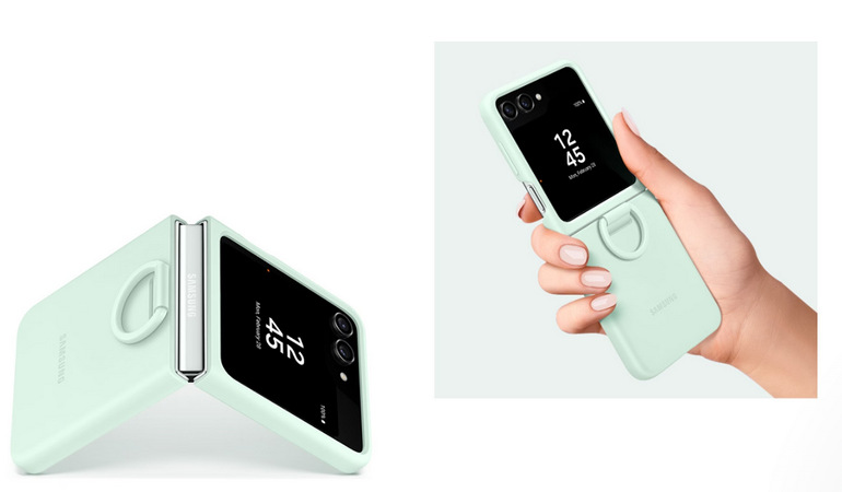 Kryt na mobil Samsung Galaxy Z Flip5 s držákem průhledný