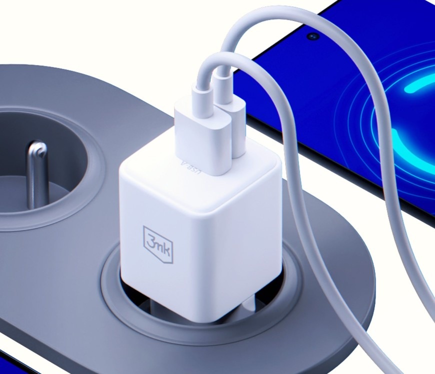 Nabíječka do sítě 3mk Hyper GaN USB-C/USB-A 20W bílá Nabíječka do sítě 3mk Hyper GaN USB-C/USB-A nabíjí 2 zařízení současně