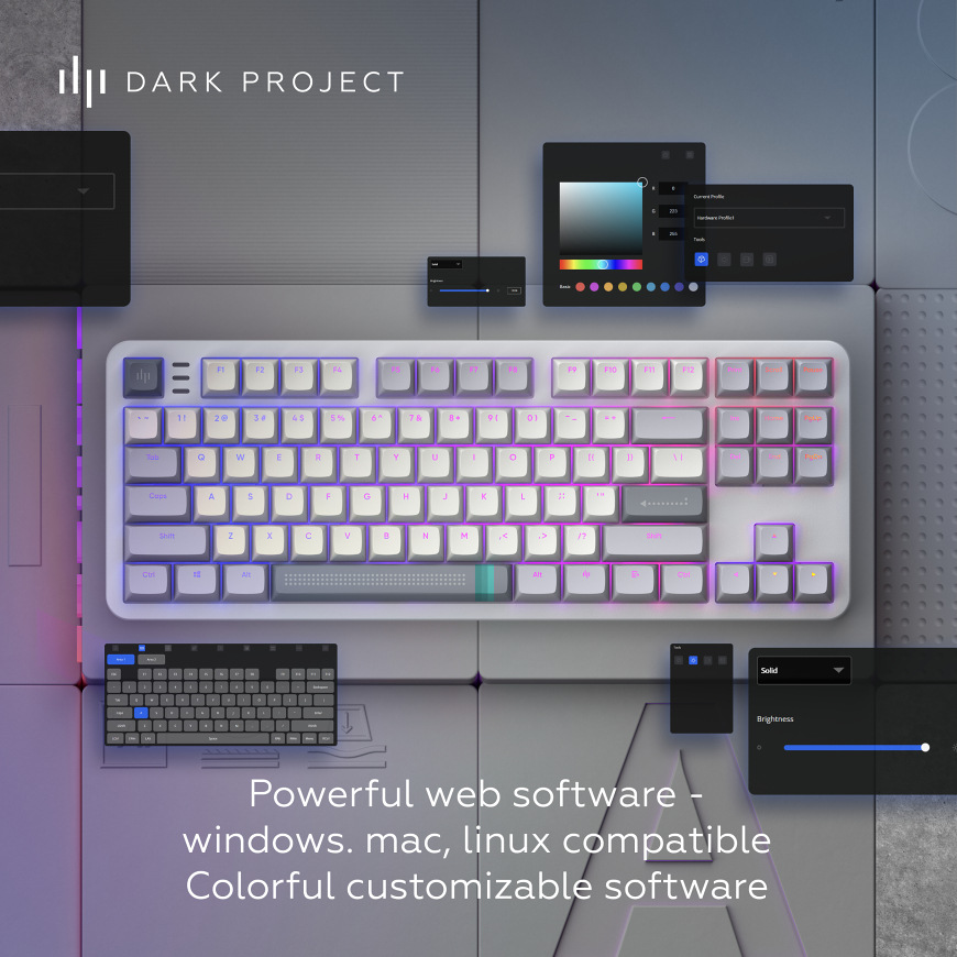 Klávesnice Dark Project ALU Daylight US šedá