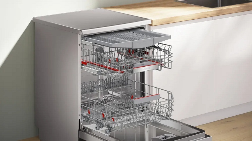 Myčka nádobí Bosch Serie 6 SMS6ECI15E EfficientDry nerez Otevřená myčka Bosch a variabilní koše Max Flex