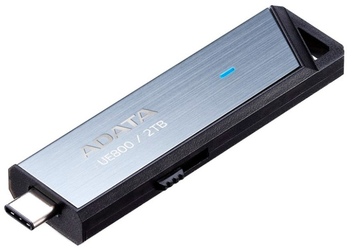Flash USB ADATA Elite UE800 2TB USB 3.2 - stříbrný USB flash disk s výsuvným USB-C konektorem