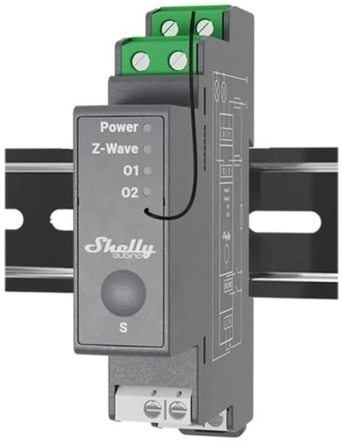 Modul Shelly Qubino Wave Pro 2, spínací modul 2x 16A, Z-Wave - šedý