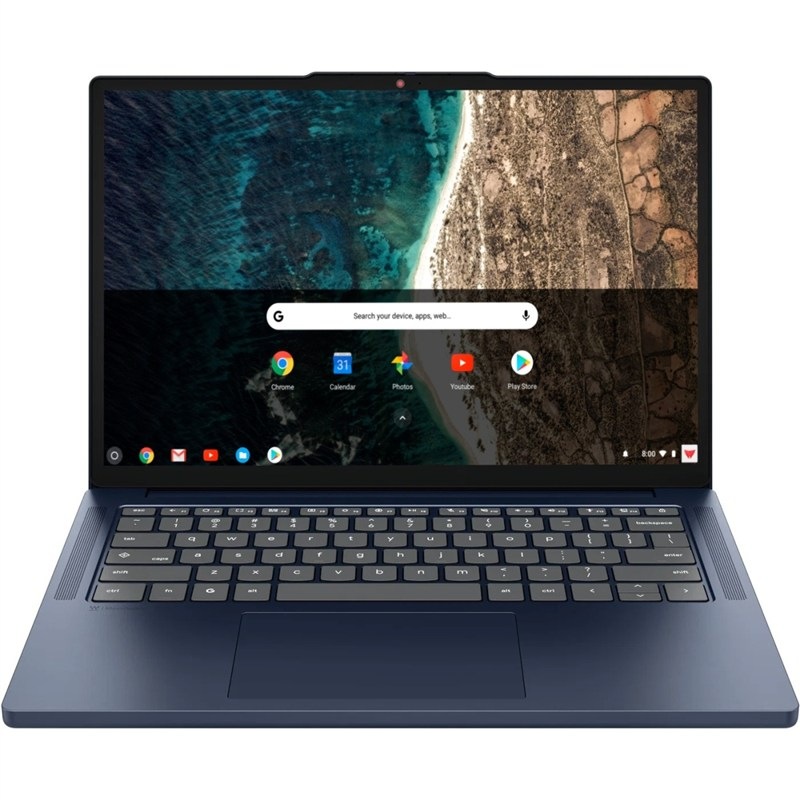 Notebook Lenovo Chrome v modré barvě.