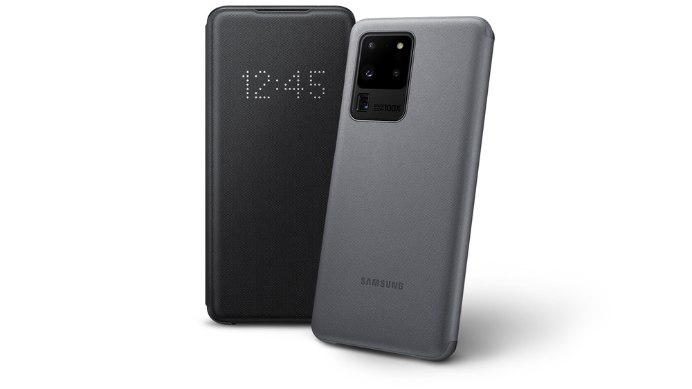 Pouzdro na mobil flipové Samsung LED View na Galaxy S20 Ultra šedé