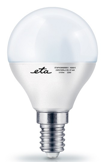 Žárovka LED ETA EKO LEDka mini globe 6W, E14, neutrální bílá žárovka neutrální bílá ETAP45W6NW01