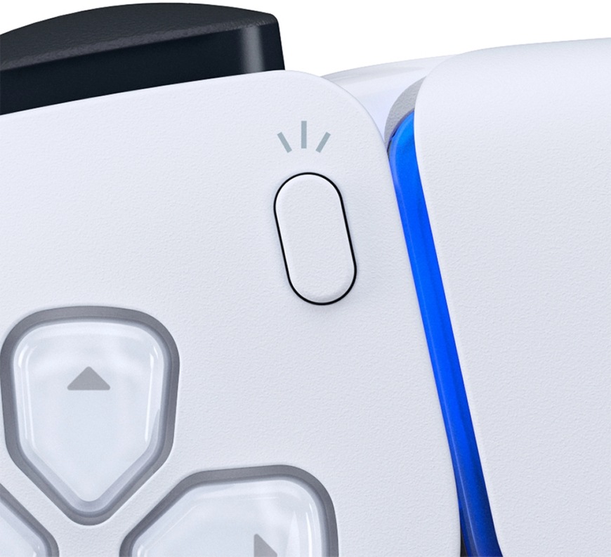 Detail tlačítka Vytvořit na gamepadu Sony DualSense