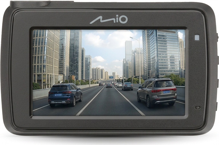 Autokamera Mio MiVue 945W 4K černá Displej kamery Mio MiVue zobrazující silnici před vozidlem