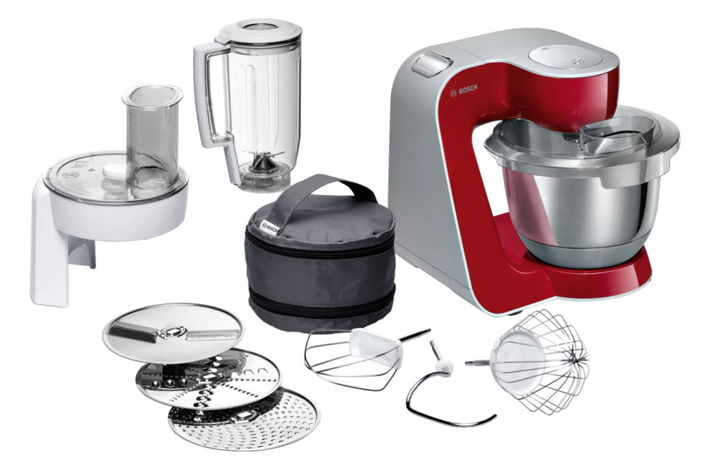 Kuchyňský robot Bosch CreationLine MUM58720 stříbrný/červený