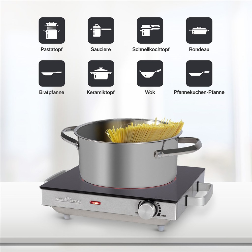 Vařič sklokeramický Profi Cook EKP 1210, 20 cm nerez Vařič sklokeramický Profi Cook EKP 1210, 20 cm nerez