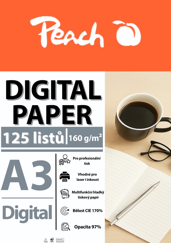 Papíry do tiskárny Peach Digital A3 160g - 125 listů