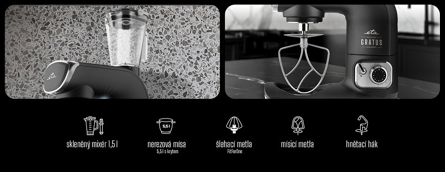Kuchyňský robot ETA Gratus EVO Elegance, obsah balení