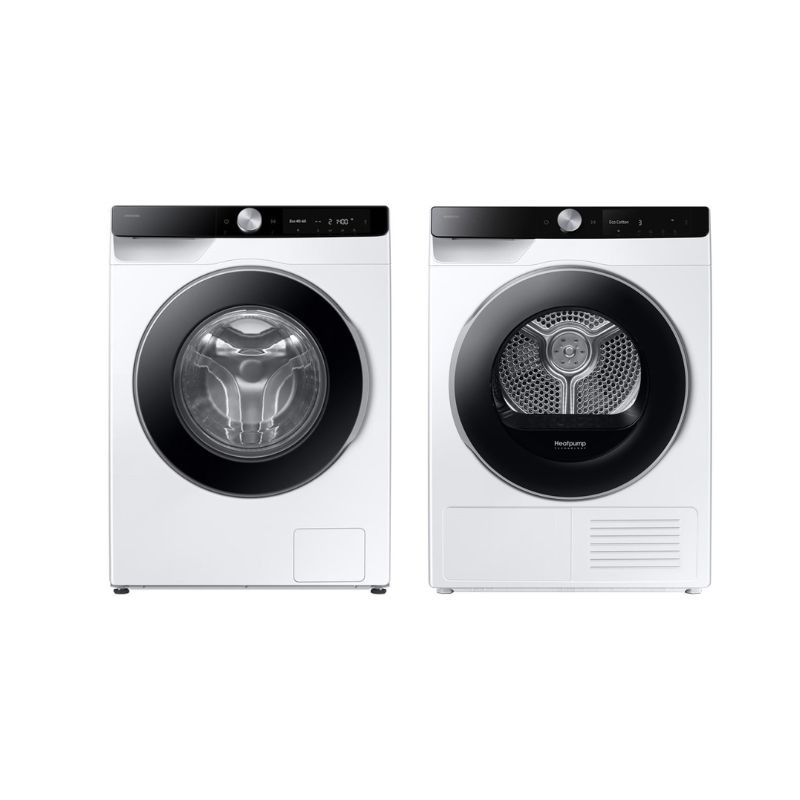 Set pračka Samsung WW90DG6U85LKU4 bílá barva + sušička DV90DG6845LKU4 bílá barva