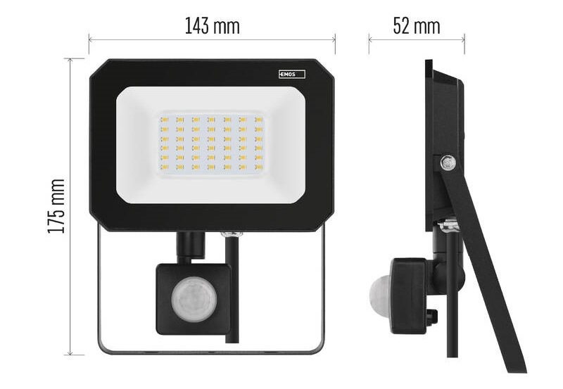 Reflektor EMOS SIMPO 30W 3000LM IP44 NW PIR černý Reflektor EMOS SIMPO 30W 3000LM IP44 NW PIR - černý