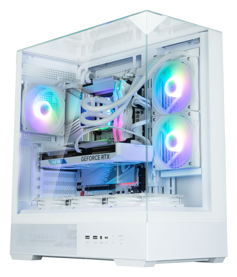 Počítačová skříň Zalman P40 Prism s panely z tvrzeného skla, bílá barva