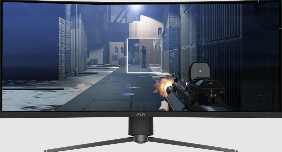 Herní monitor MSI MPG 346CQRF X24 s funkcí Optix Scope pro přiblížení části obrazu