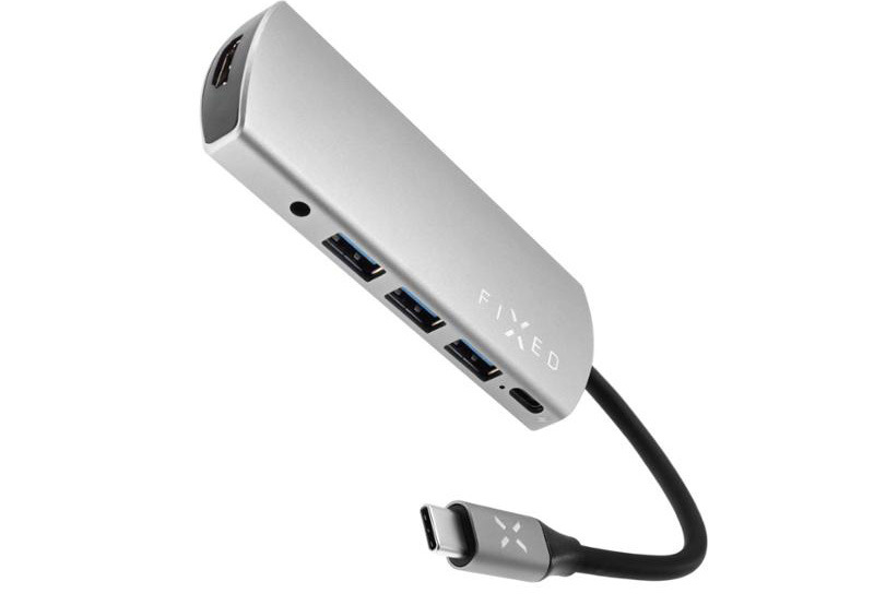 USB Hub FIXED Hliníkový HUB 6IN1 s rozhraním USB-C stříbrný USB Hub FIXED Hliníkový HUB 6IN1 s rozhraním USB-C stříbrný