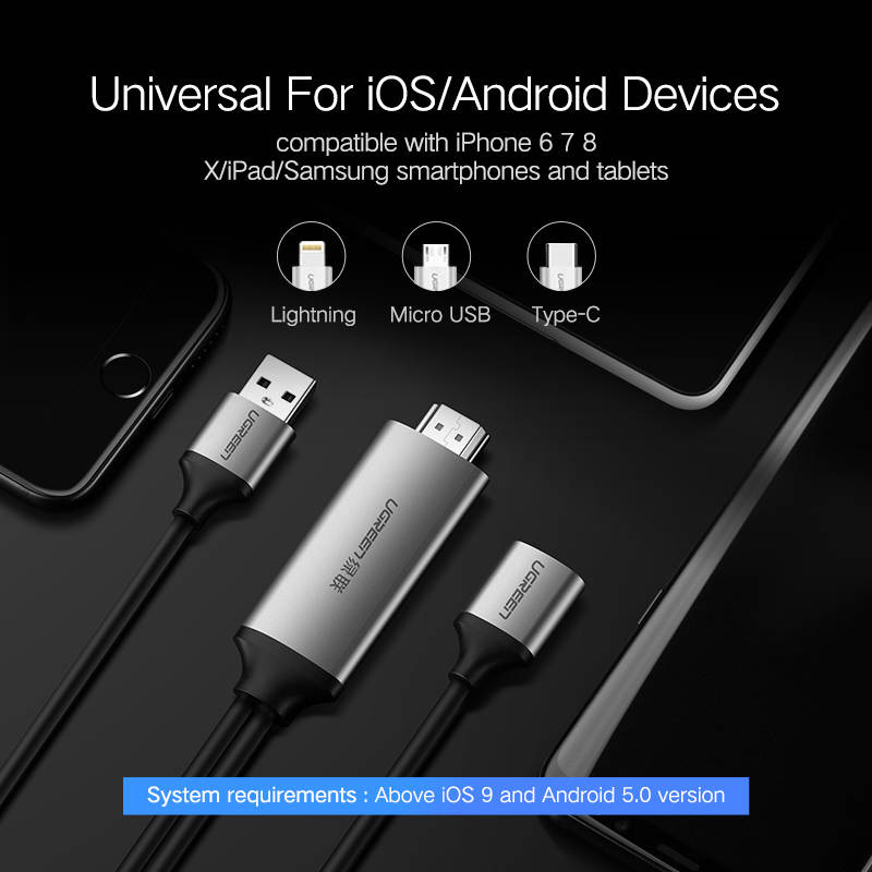 Kabel UGREEN USB/HDMI Digital AV Adapter 1,5m šedý UGREEN USB / HDMI Digital AV Adapter 1,5 m, šedá