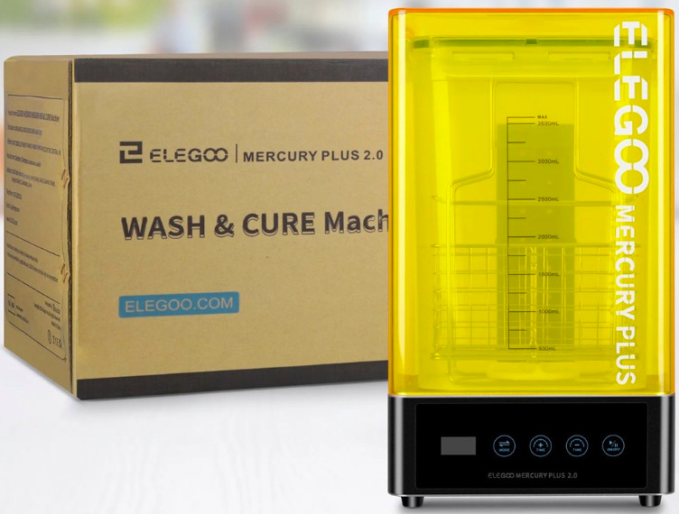 Elegoo Mercury Plus 2.0 s mycí nádobou umístěnou uvnitř vytvrzovací komory