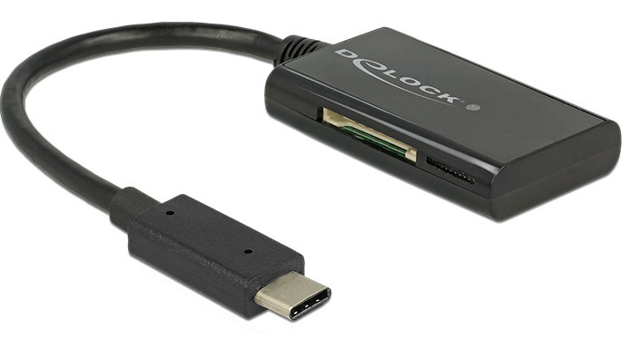 Čtečka paměťových karet DeLock USB-C/ SD, micro SD černá