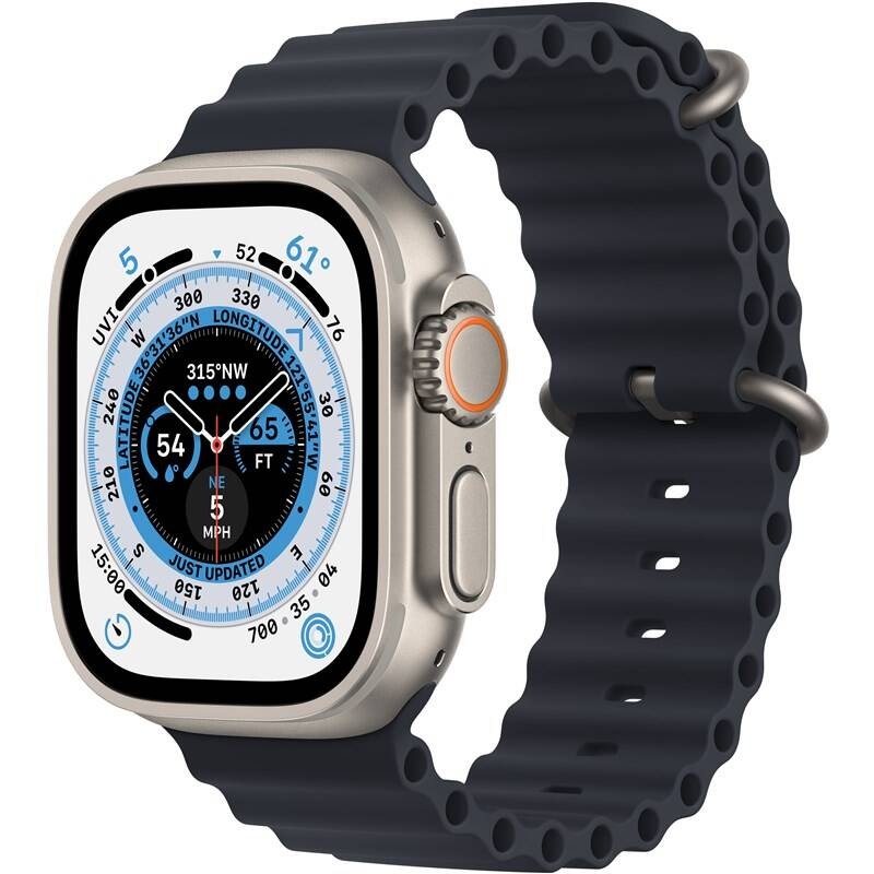 Chytré hodinky Apple Watch Ultra GPS + Cellular, 49mm pouzdro z titanu - temně inkoustový oceánský řemínek